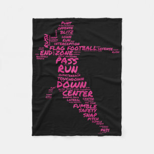Meisjes Vlag Football Speler Word Art Typografie Fleece Deken