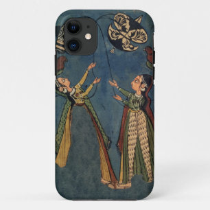 Meisjes vliegende vliegers, Kulu folk schilderij,  iPhone 11 Hoesje