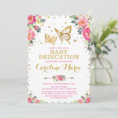 Meisjes-vlinder Waterverf Floral Baby Kaart (Staand voorkant)