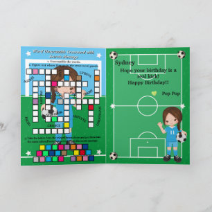 Meisjes Voetbal Geheim Bericht Gelukkige Verjaarda Kaart