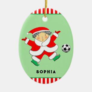 Meisjes Voetbal Kerstmis Collectible Keramisch Ornament
