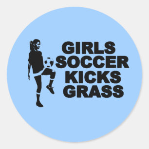 Meisjes Voetbal Schoppen Gras Ronde Sticker