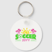 Meisjes Voetbal Zonneschijn Palmbomen Sleutelhanger (Voorkant)