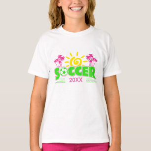 Meisjes Voetbal Zonneschijn Palmbomen T-shirt