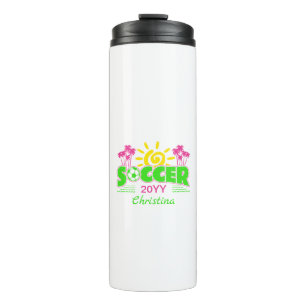 Meisjes Voetbal Zonneschijn Palmbomen Thermosbeker