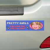  meisjes volgen de snelheidslimiet bumpersticker (Op auto)