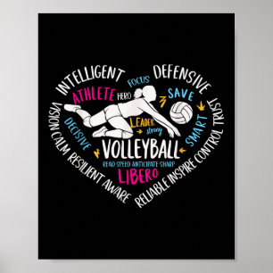Meisjes Volleybal Libero Heart Volley voor Tiener Poster