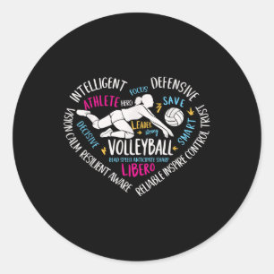 Meisjes Volleybal Libero Heart Volley voor Tiener Ronde Sticker