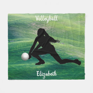 Meisjes Volleyball over groene vlooienbak Fleece Deken