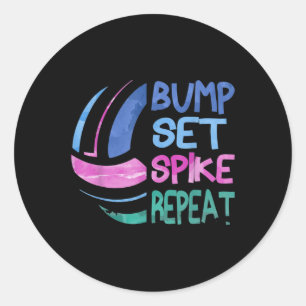 Meisjes Volleyball Set Spike Herhaal Blauw Paars Ronde Sticker