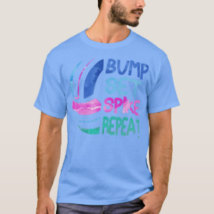 Meisjes Volleyball Set Spike Herhaal Blauw Paars T-shirt