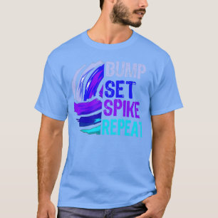 Meisjes Volleyball Set Spike Herhaal Blauw Paars T-shirt