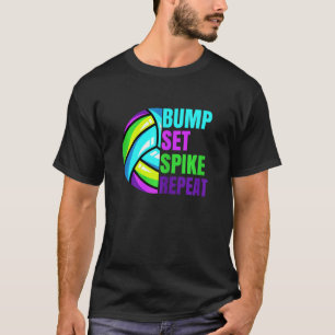 Meisjes Volleyball Set Spike Herhaal Blauw Paars T-shirt