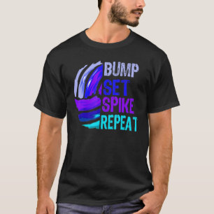 Meisjes Volleyball Set Spike Herhaal Blauw Paars T-shirt