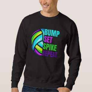 Meisjes Volleyball Set Spike Herhaal Blauw Paars Trui