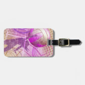 Meisjes volleyballer bij het net bagagelabel (Voorkant horizontaal)