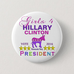 Meisjes voor Hillary Clinton President Ronde Button 5,7 Cm