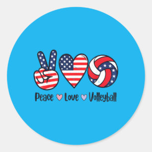 Meisjes Vrede Liefde Volleybal 4 juli Amerikaans Ronde Sticker