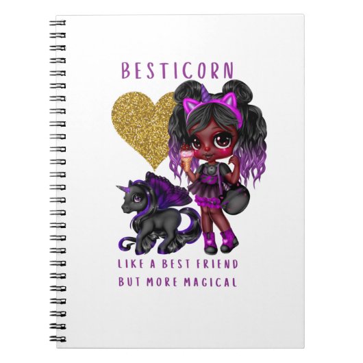 Meisjes Vriend Geschenk Zwarte Eenhoorn Besticorn  Notitieboek (Voorkant)