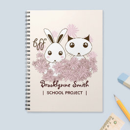 Meisjes Vriendschap BFF Schattige Cartoon Kitten e Notitieboek