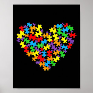 Meisjes Vrouwen Autisme Bewustzijn Hart Puzzelstuk Poster