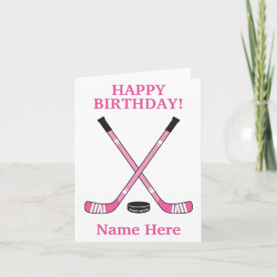 Meisjes Vrouwen Hockey Verjaardag Roze Hockeystick Kaart