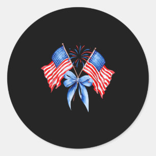 Meisjes VS Vlag Vuurwerk Bows Patriottische 4th of Ronde Sticker