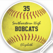 meisjes vuile gele softbal aangepaste team naam sticker (Voorkant)