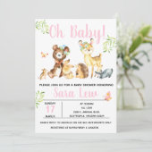 Meisjes Waterverf Baby shower Kaart (Staand voorkant)