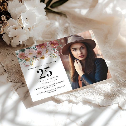 Meisjes waterverf floral editable age foto