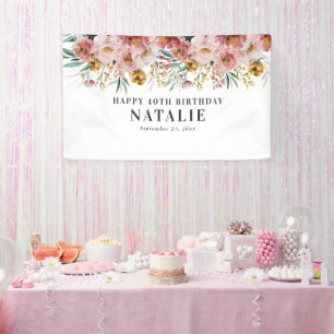 Meisjes waterverf floral editable age spandoek