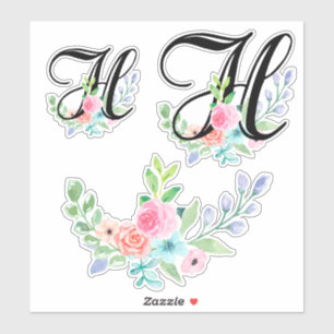 Meisjes Waterverf Floral Letter H Sticker