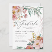 Meisjes waterverf florale botanische roze afstuder (Voorkant)