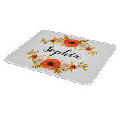 Meisjes Waterverf Koraal - Grote Aangepaste tekst Snijplank (Hoek)