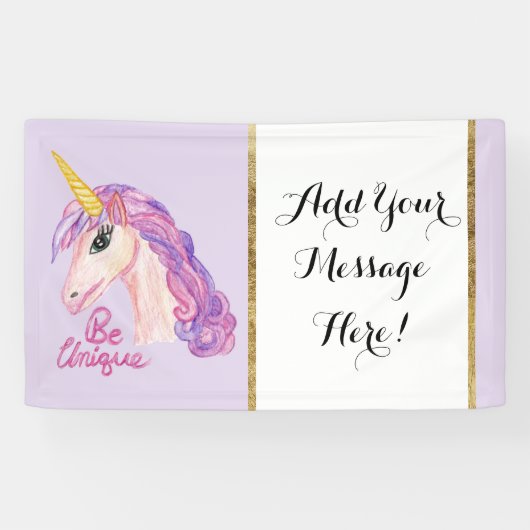 Meisjes Waterverf Unicorns zijn uniek Spandoek (Horizontaal)