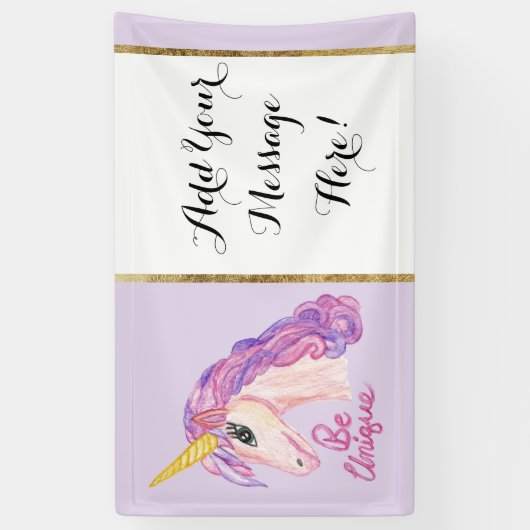 Meisjes Waterverf Unicorns zijn uniek Spandoek (Verticaal)