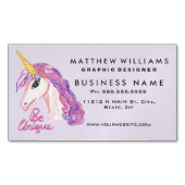 Meisjes Waterverf Unicorns zijn uniek Visitekaartje Magneet (Voorkant)