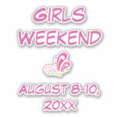 Meisjes Weekend met Datum  Tekst Sticker (Voorkant)