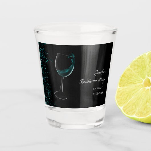 Meisjes weekend mocktail bachelorette party blauw shot glas (Voorkant)