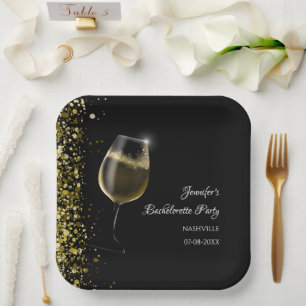 Meisjes weekend mocktail vrijgezellenfeest gouden papieren bordje