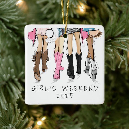Meisjes Weekend Nashville Mode Illustratie Cadeau Keramisch Ornament (Boom)