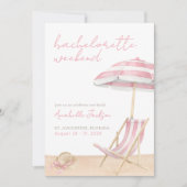 Meisjes Weekend Roze Strand Bruidsfeest Kaart (Voorkant)
