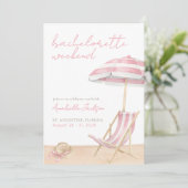 Meisjes Weekend Roze Strand Bruidsfeest Kaart (Staand voorkant)
