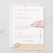 Meisjes Weekend Roze Strand Bruidsfeest Kaart (Achterkant)