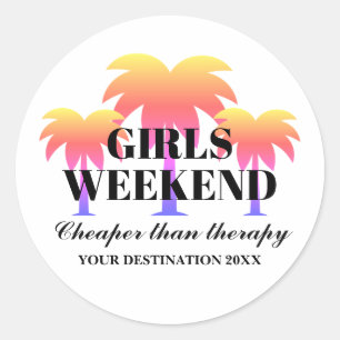 Meisjes weekend tropische palmbomen Ronde Sticker