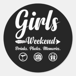 Meisjes Weekend Vacation Drink Foto's Memories Ronde Sticker
