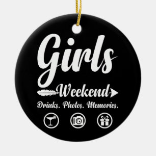 Meisjes Wekend Vacatie Drink Foto's Memories Keramisch Ornament