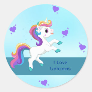 Meisjes Whimsical Blauwgroen Eenhoorn BIrthday Par Ronde Sticker