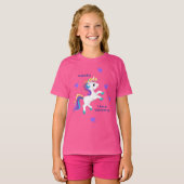 Meisjes Whimsical Blauwgroen Eenhoorn BIrthday Par T-shirt (Voorkant volledig)