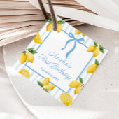 Meisjes Whimsical Blue Bow Lemon Amalfi Verjaardag Bedankjes Labels